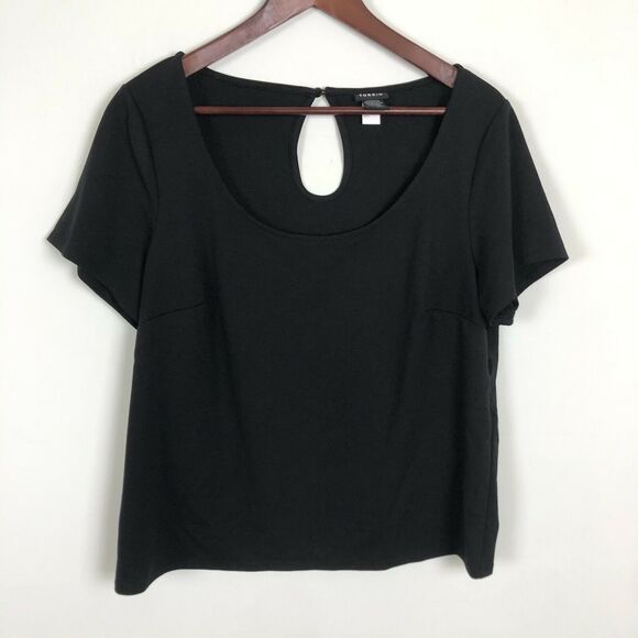 Torrid Black Short Sleeve Scoop Neck Keyhole Back Blouse Top Women's Plus Size 1 - Picture 1 of 4
